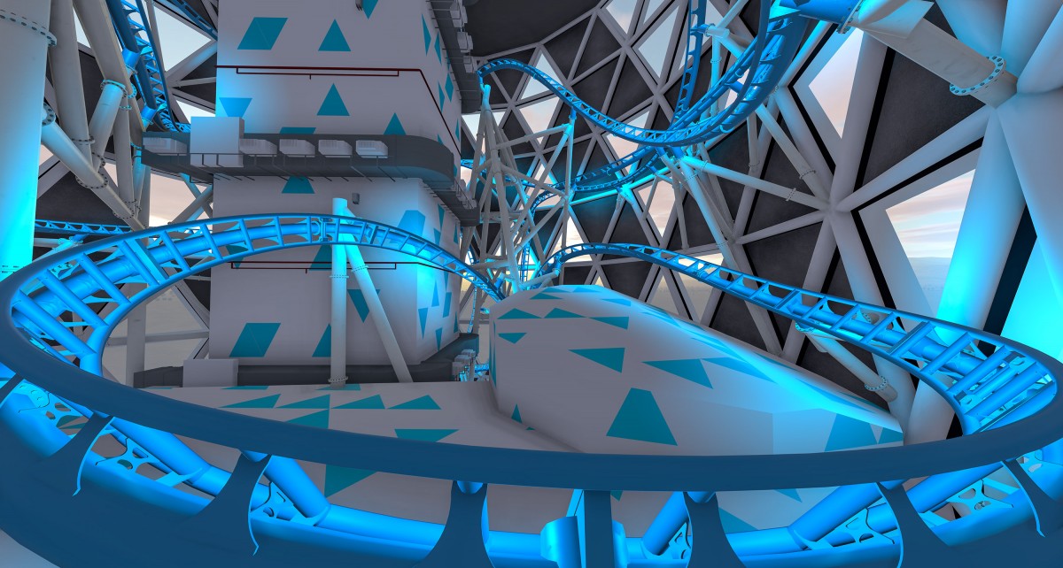 No Limits 2 - Blue indoor roller coaster with inversion